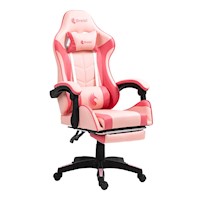 Silla Gamer Ergonómica Dreizt Shine Series Rosado Caramelo Con Posapies Reclinable