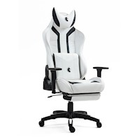 Silla Gamer Dreizt Devil Series Blanco Pro 180° Reclinable Con Posapies