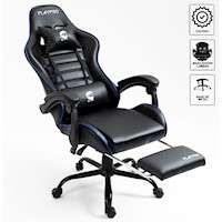 Silla Gamer con Masajeador Lumbar Playpro X1 Azul Base de Metal