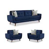 Juego de Sala Vintage 3 1 1 Modelo Mango azul osc