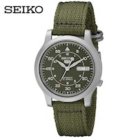 Reloj Seiko 5 SNK805K2 Automático Fecha Acero Inoxidable Mate Correa Nailon Verde