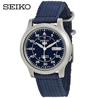 Reloj Seiko 5 SNK807K2 Automático Fecha Acero Inoxidable Mate Correa Nailon Azul