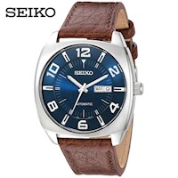 Reloj Seiko Recraft SNKN37 Automático para hombre Correa de Cuero Marrón Dial Azul