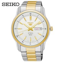 Reloj Seiko 5 SNKP14 Automatico para Hombre Fecha Acero Inoxidable Plateado Dorado