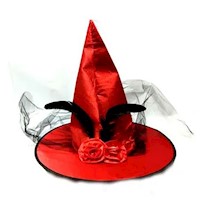 Sombrero de bruja con tul rojo halloween