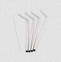 Set de 4 sorbetes acero inoxidable + 1 cepillo limpiador