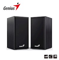 Parlantes GENIUS Stereo Speakers USB-WOODEN 3.5MM SP-HF180 Negro