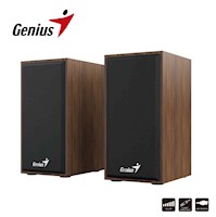 Parlantes GENIUS Stereo Speakers USB-WOODEN 3.5MM SP-HF180 Marrón