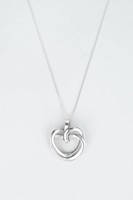CADENA PANCER 40 CM Y DIJE DOBLE CORAZON PULIDO GRANDE SILUETA  PLATA 950