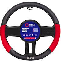 Cubrevolante de auto SPARCO Negro con rojo fibra carbono SPS121BK