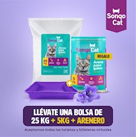 Arena para gato 25 KG LAVANDA + REGALO 5KG + ARENERO