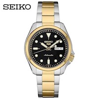 Reloj Seiko 5 Sports SKX SRPE60 Automático Fecha Acero Inoxidable Plateado Dorado Dial Negro