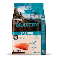 Comida para Perro Cachorro Razas Grandes Bravery Libre de Grano Salmón 4kg