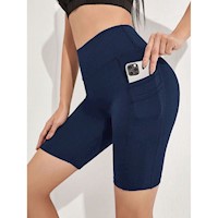 Shorts deportivos de cintura ancha con bolsillo de móvil lateral