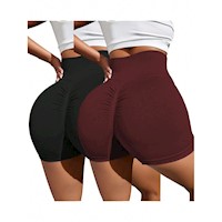 Yoga Basic Shorts Atléticos Sin Costuras Para Mujeres paquete De Dos