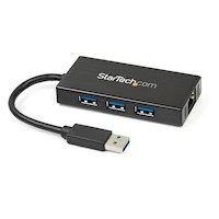 Startech Hub 3 Puertos USB 3.0 Aluminio Ethernet Gigabit ST3300GU3B