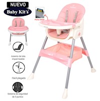 SILLA DE COMER BABY KITS PLEGABLE DOBLE BANDEJA STEPS ROSADO