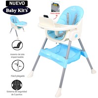 SILLA DE COMER BABY KITS PLEGABLE DOBLE BANDEJA STEPS CELESTE