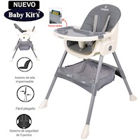 SILLA DE COMER BABY KITS PLEGABLE DOBLE BANDEJA STEPS GRIS