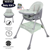 SILLA DE COMER BABY KITS PLEGABLE DOBLE BANDEJA STEPS VERDE