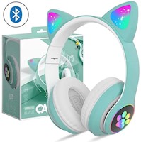 Audífono Gato Bluetooth con Luz Led-Verde