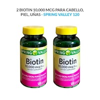 2 Biotin 10000 mcg 120 capsulas - Spring Valley