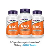 3 Cápsulas vegetarianas NAC 600 mg - NOW Foods
