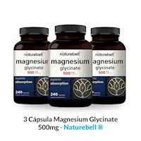 3 Cápsula Magnesium Glycinate 500mg - Naturebell ®