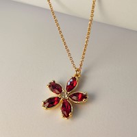 Collar Bright Flowers Rojo