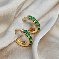 Aretes Golden Strass Verde