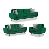 Juego de Sala Vintage 3 2 1 Modelo Mango verde