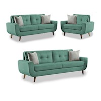 Juego de Sala Vintage 3 2 1 Modelo Mango verde jade 1