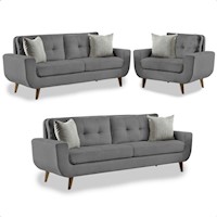 Juego de Sala Vintage 3 2 1 Modelo Mango gris