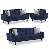 Juego de Sala Vintage 3 2 1 Modelo Mango azul osc