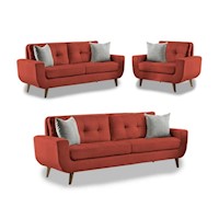 Juego de Sala Vintage 3 2 1 Modelo Mango rojo