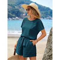 Emery Rose Conjunto de Blusa de Manga Corta y Shorts de Verano