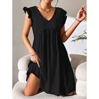 SHEIN LUNE Vestido smock unicolor ribete con fruncido