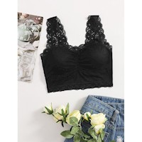 Romwe Bralette con encaje y ribetes, ideal para looks sexys y femeninos