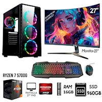 Computadora Pc Ryzen 7-5700G Ram 16GB  DISCO SOLIDO SSD 960GB  Monitor 27