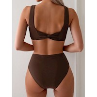 SHEIN Conjunto Traje Baño 2 Piezas Retorcido Monokini Cintura Alta