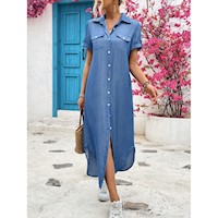 Emery Rose Vestido camisero largo de efecto denim estilo verano para mujer