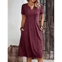 Emery Rose Vestido Casual con Cuello Abierto y Mangas Cortas para Vacaciones