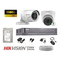 Kit 2 Cámaras Seguridad Hikvision Hd 720P 500Gb 1 Camara C/ Microfono