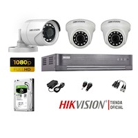 Kit 3 Cámaras Seguridad Hikvision Full Hd 1080P + Disco 1Tb Oferta P2P