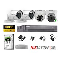 Kit 4 Cámaras Seguridad Hikvision Full Hd 1Tb | 1 Camara C/ Microfono