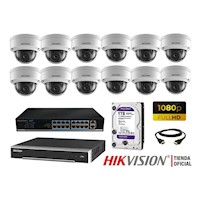 Camara Seguridad Ip 1080P Interior Kit 12 Hikvision Disco 1Tb Wd Purpu