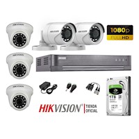 Kit 5 Cámaras Seguridad Hikvision Full Hd 1080P + Disco 1Tb Oferta P2P