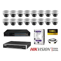 Camara Seguridad Ip 1080P Interior Kit 16 Hikvision Disco 1Tb Wd Purpu