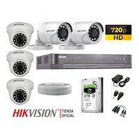 Kit 5 Cámaras Seguridad Hikvision Hd 720P + Disco 2Tb Completo P2P