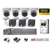 Kit 7 Cámaras Seguridad Hikvision Audio Incorporado 5Mp Completo P2P